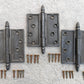Set of 3 Restored Cleaned 5"x5" Antique Old Reclaimed Salvaged Vintage Old Victorian Cast Iron Steeple Exterior Entry Door Hinges