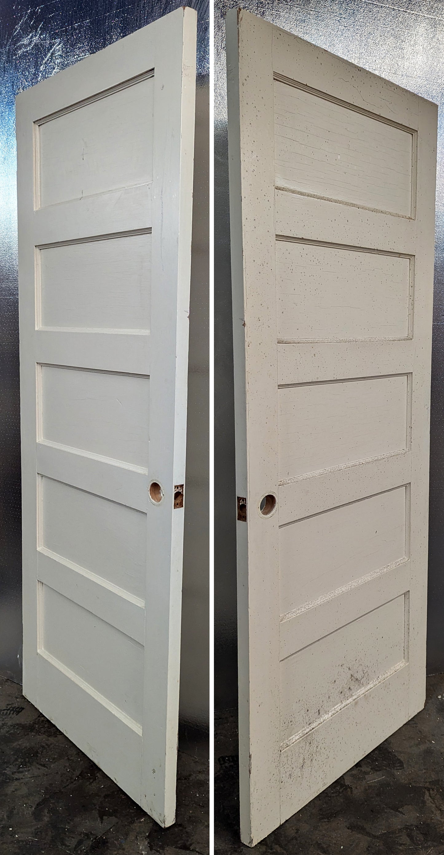 29"x77" Antique Vintage Old Reclaimed Salvaged SOLID Wood Wooden Closet Pantry Interior Door 5 Panels