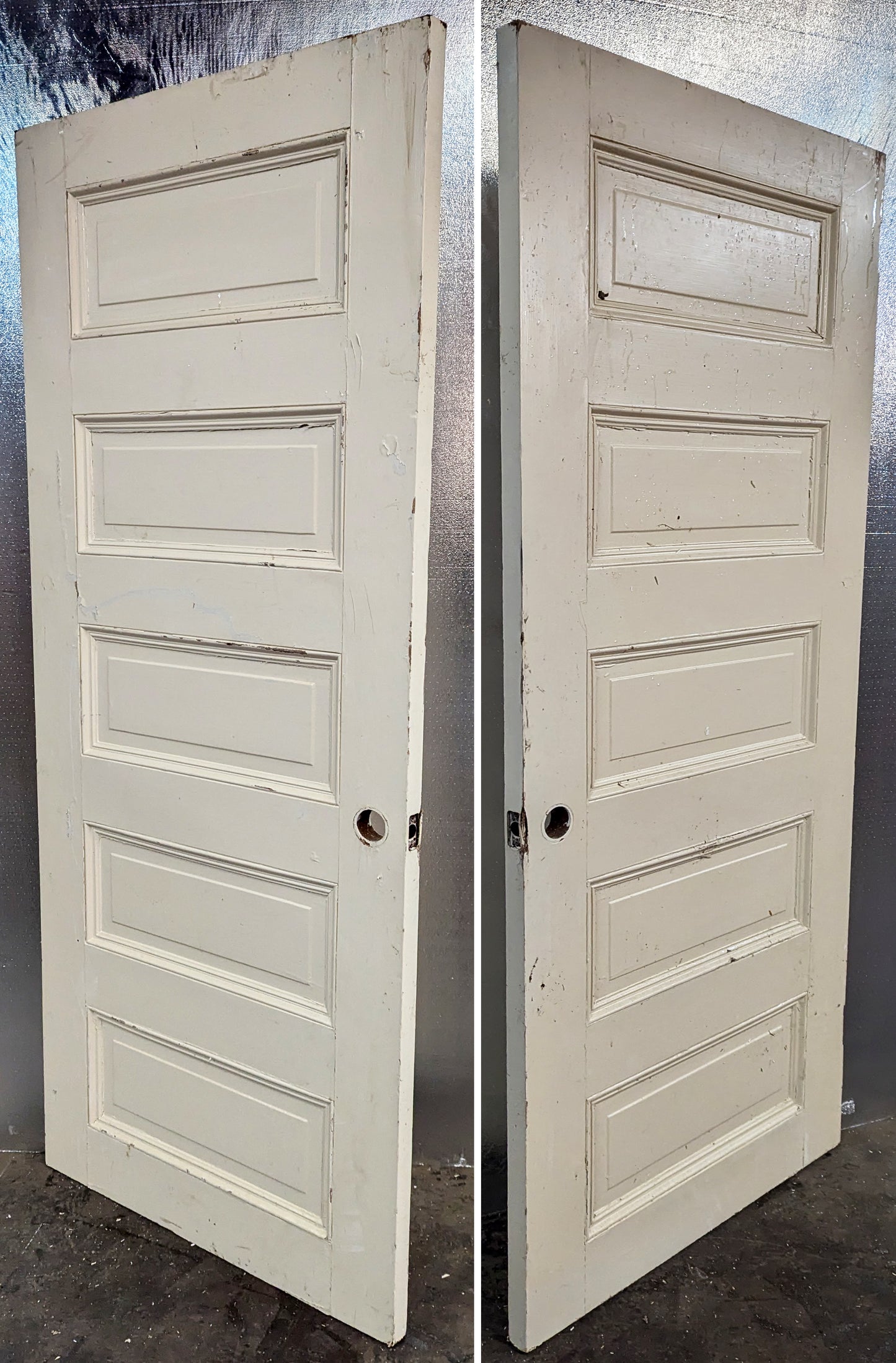 3 available 32"x79" Antique Vintage Old Reclaimed Salvaged Interior SOLID Wood Wooden Room Doors 5 Raised Ladder Panels