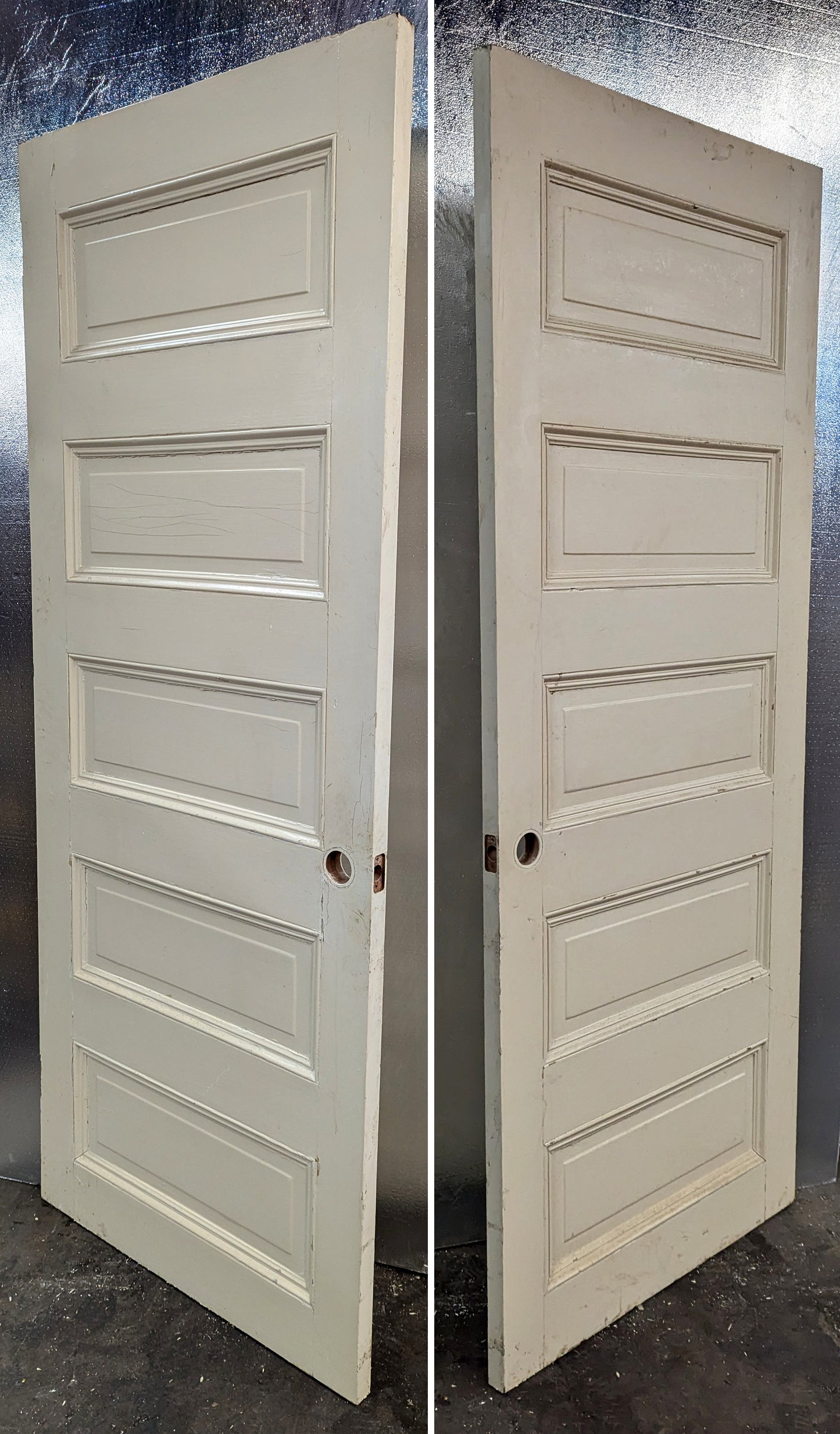 3 available 32"x79" Antique Vintage Old Reclaimed Salvaged Interior SOLID Wood Wooden Room Doors 5 Raised Ladder Panels