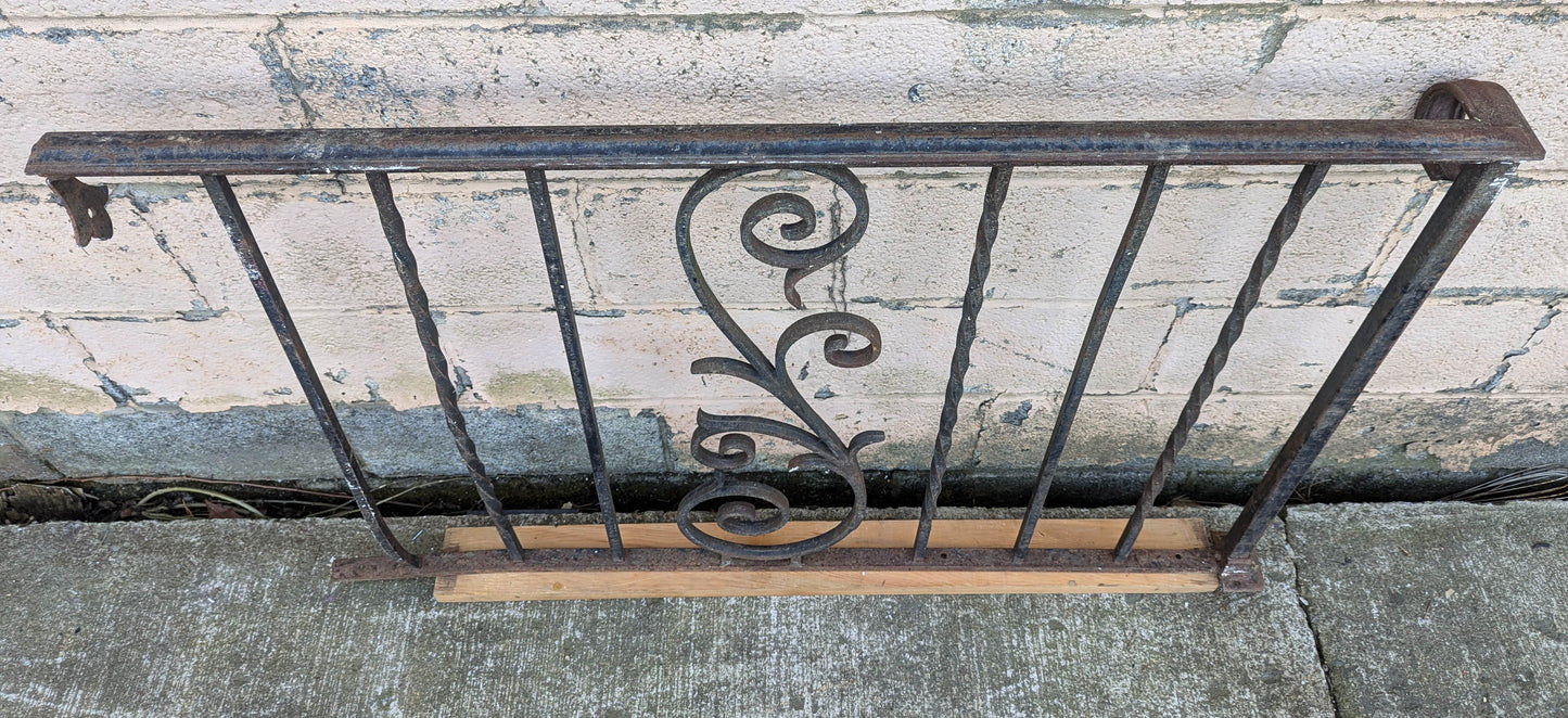 46"W Antique Vintage Old Salvaged Reclaimed Steel Wrought Iron Metal Handrail Porch Balcony Interior Exterior Garden Railing (Copy)