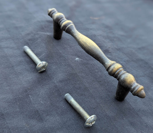 5 available Vintage New Old Stock Amerock Allison Franciscan Bar Dresser Drawer Pull Cabinet Door Handle Antique Brass Finish