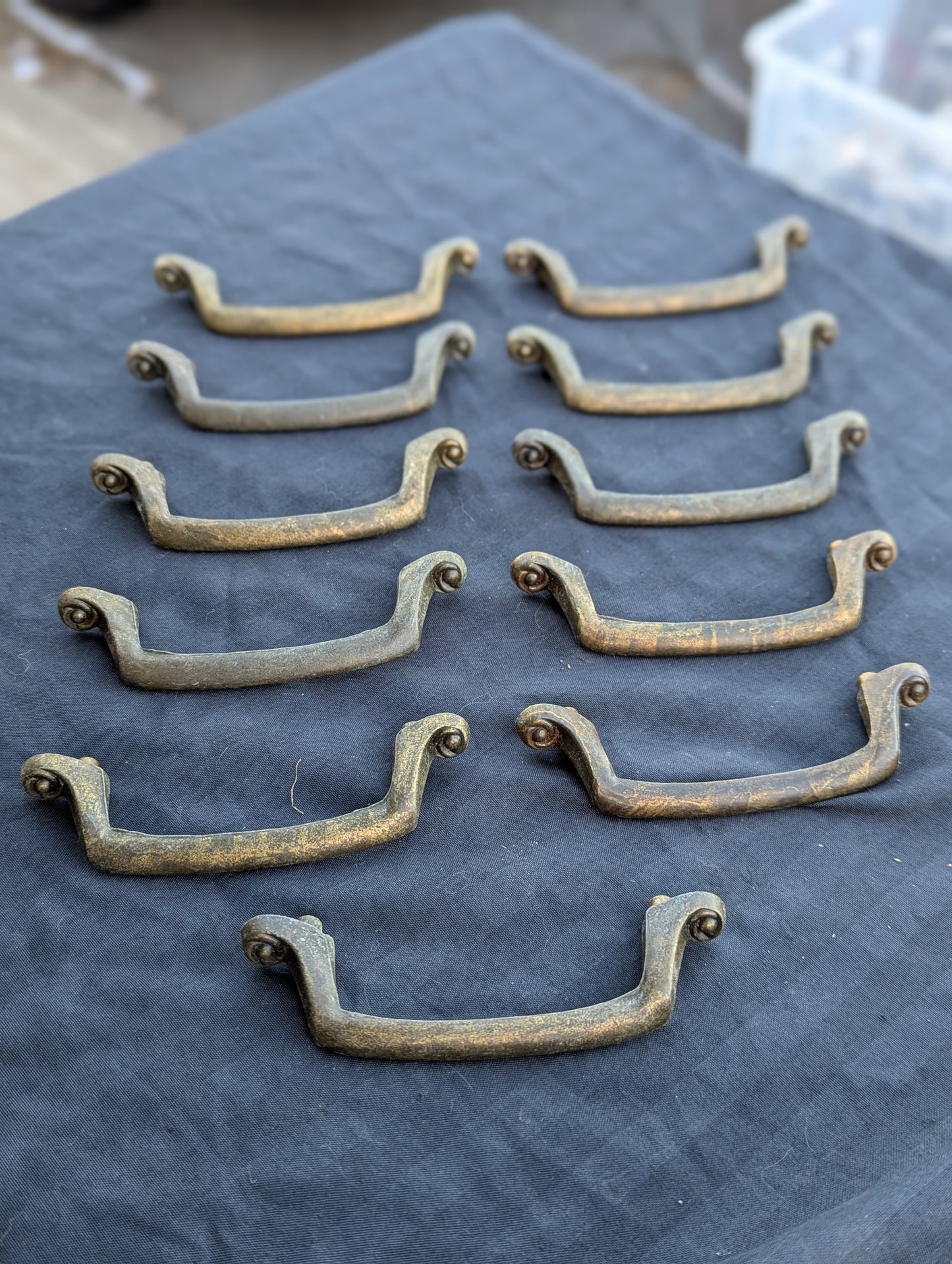 3 Pair available Vintage Old Salvaged Reclaimed Cast Metal Alloy Bar Dresser Drawer Pull Cabinet Door Handle Antique Brass Finish