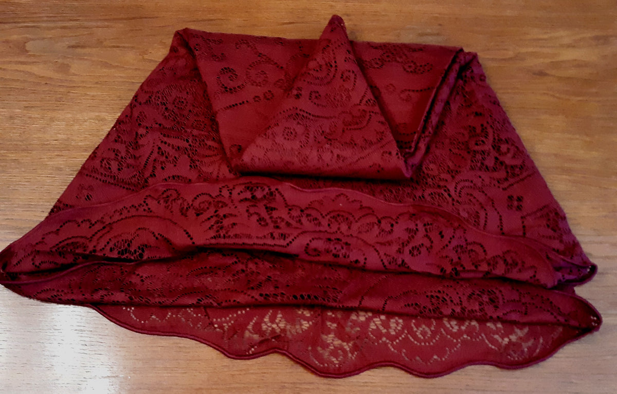 Vintage Black-Tie Collection Round Elegant Tablecloth Woven Nottingham Scranton Lace Co Perma Press Deep Burgundy 70” D- NOS-Made in USA