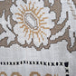 Elegant Italian White Linen Rectangle Long Tablecloth Cross Stitched Baroque Design Hand Cut Work Gold Color Thread 51” W x 110” L - NOS
