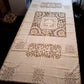 Elegant Italian White Linen Rectangle Long Tablecloth Cross Stitched Baroque Design Hand Cut Work Gold Color Thread 51” W x 110” L - NOS