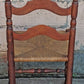 Antique Vintage Old Ladderback Shaker Style Reclaimed Salvaged SOLID Wood Wooden Dining Accent Desk Side Rush Rattan Seagrass Chair Seat