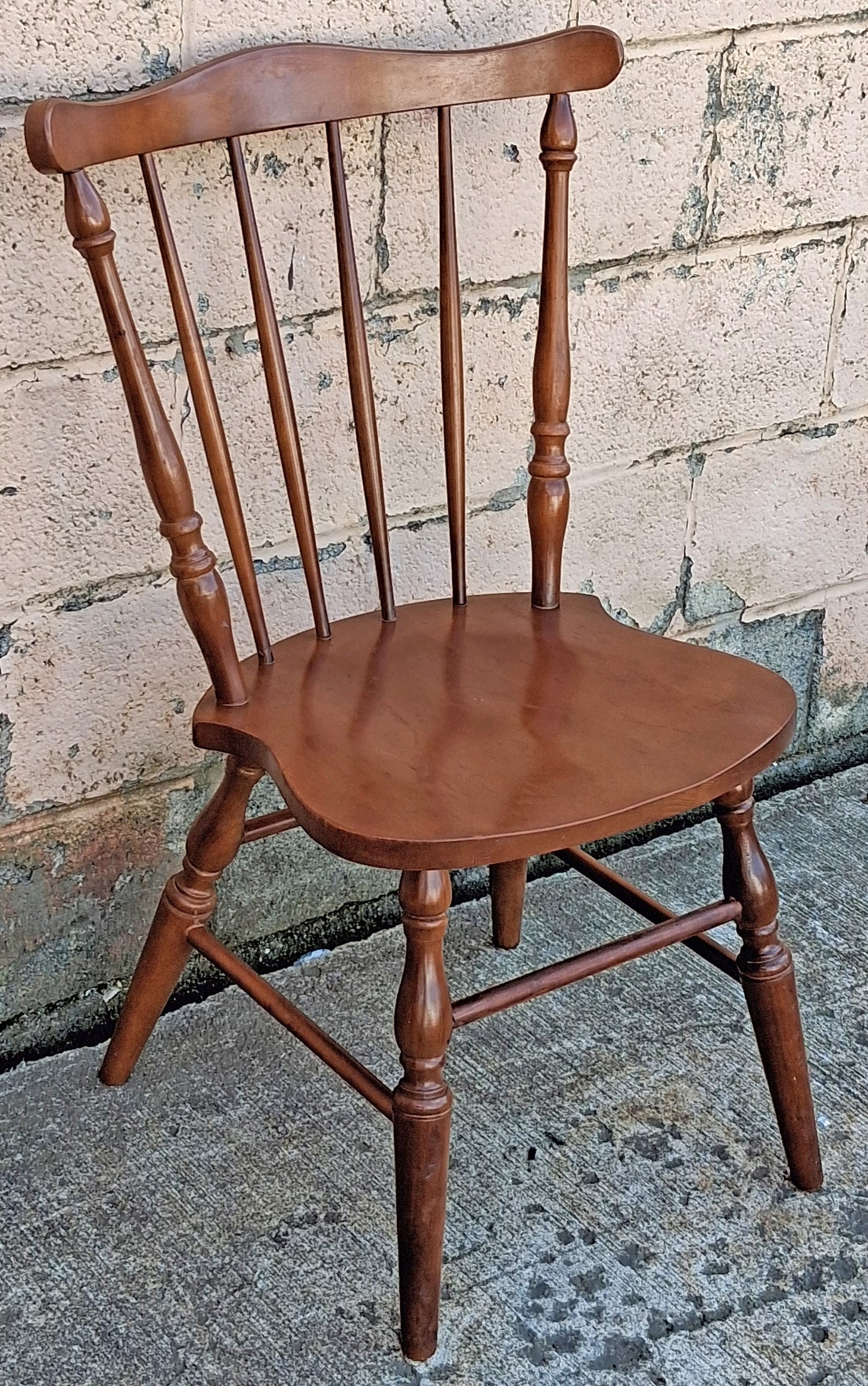 Antique Vintage Old Reclaimed Salvaged SOLID Maple Wood Wooden Side Dining Desk Windsor Chair Arched Spindle Back