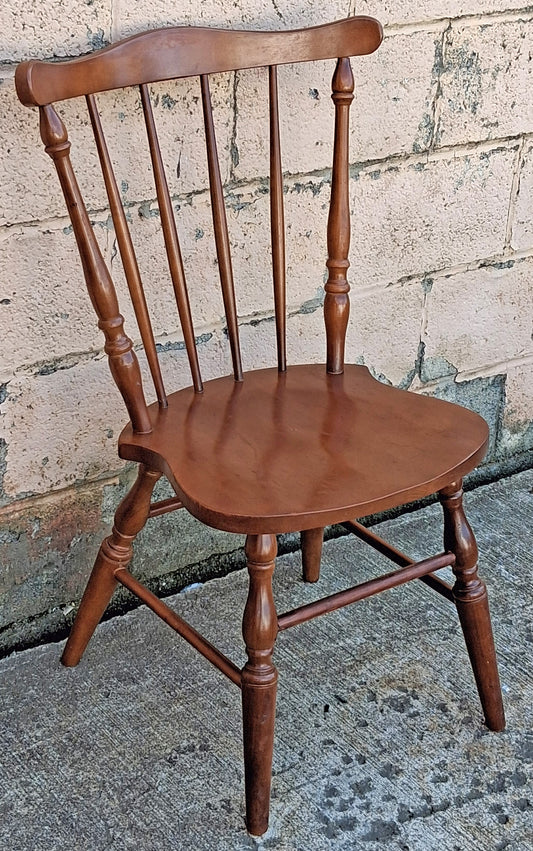 Antique Vintage Old Reclaimed Salvaged SOLID Maple Wood Wooden Side Dining Desk Windsor Chair Arched Spindle Back