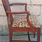 Antique Vintage Old Solid Cherry Wooden Victorian Shield Back Side Dining Lounge Accent Chair Upholstered Upholstery Floral Fabric Seat
