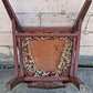 Antique Vintage Old Solid Cherry Wooden Victorian Shield Back Side Dining Lounge Accent Chair Upholstered Upholstery Floral Fabric Seat