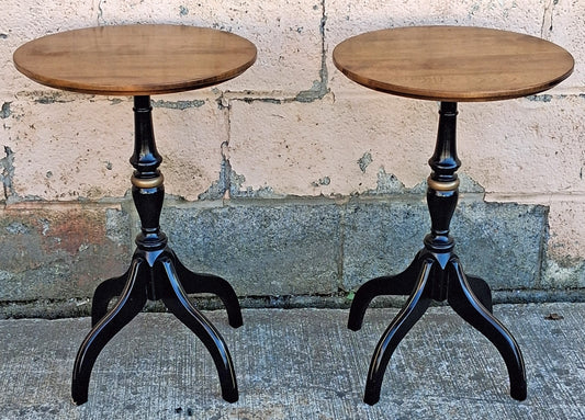 Pair Vintage Old Reclaimed Salvaged Victorian Pedestals Circular Round Walnut Wood Wooden End Side Accent Bed Table Nightstand Stand