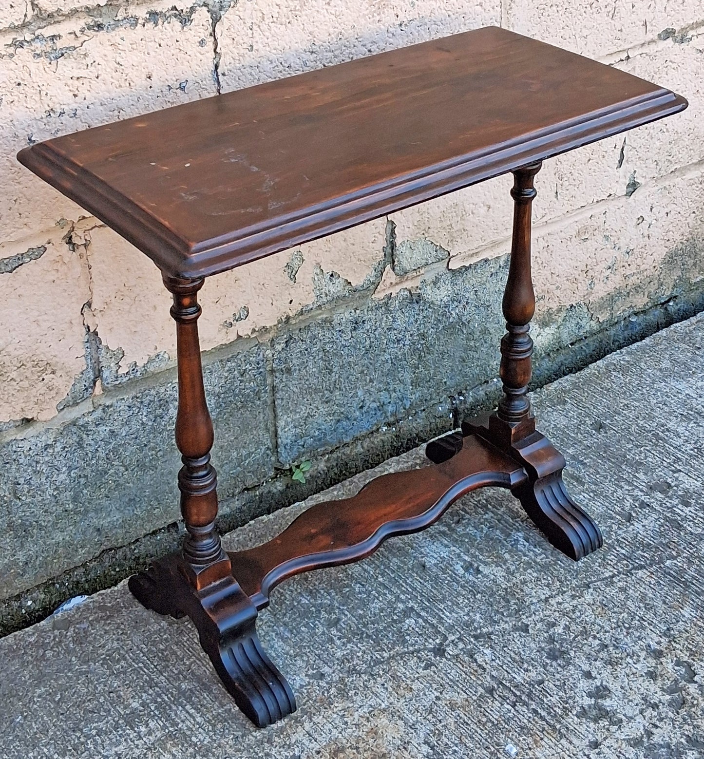 Antique Vintage Old Reclaimed Salvaged SOLID Carved Walnut Wood Wooden Neo-Classical Side End Hall Accent Foyer Sofa Lamp Table Stand