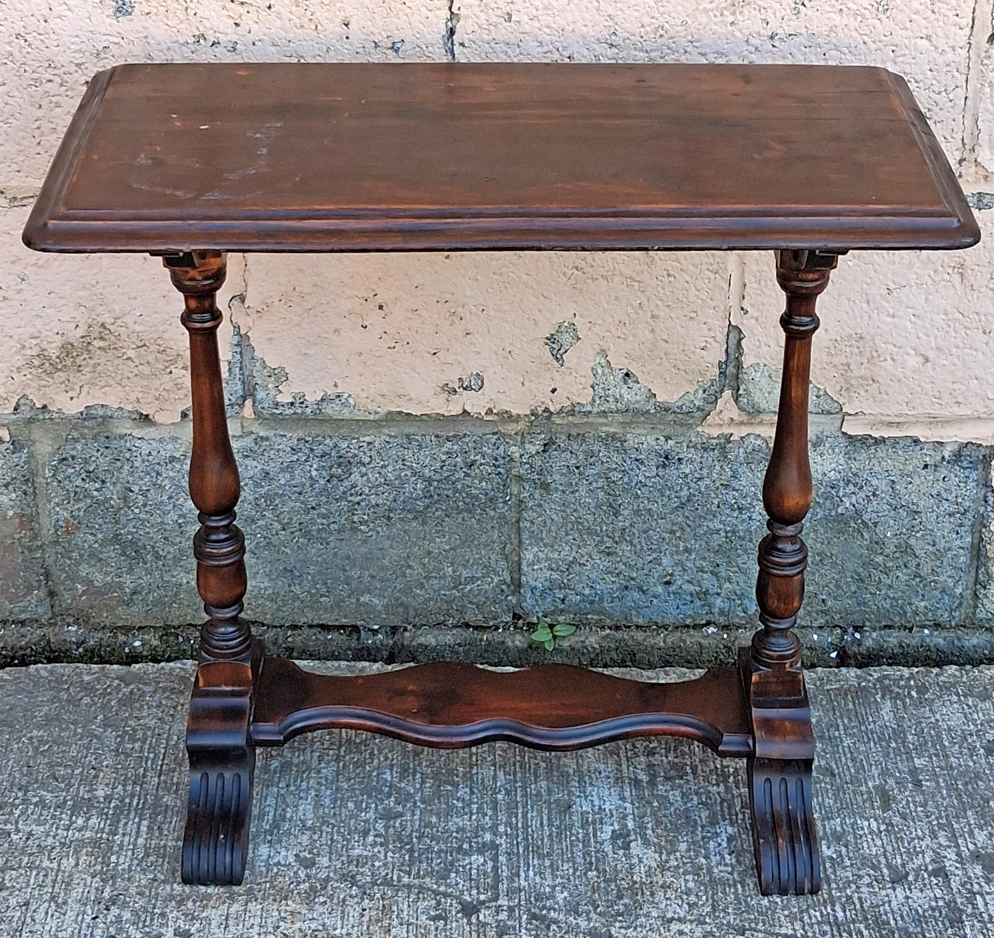 Antique Vintage Old Reclaimed Salvaged SOLID Carved Walnut Wood Wooden Neo-Classical Side End Hall Accent Foyer Sofa Lamp Table Stand