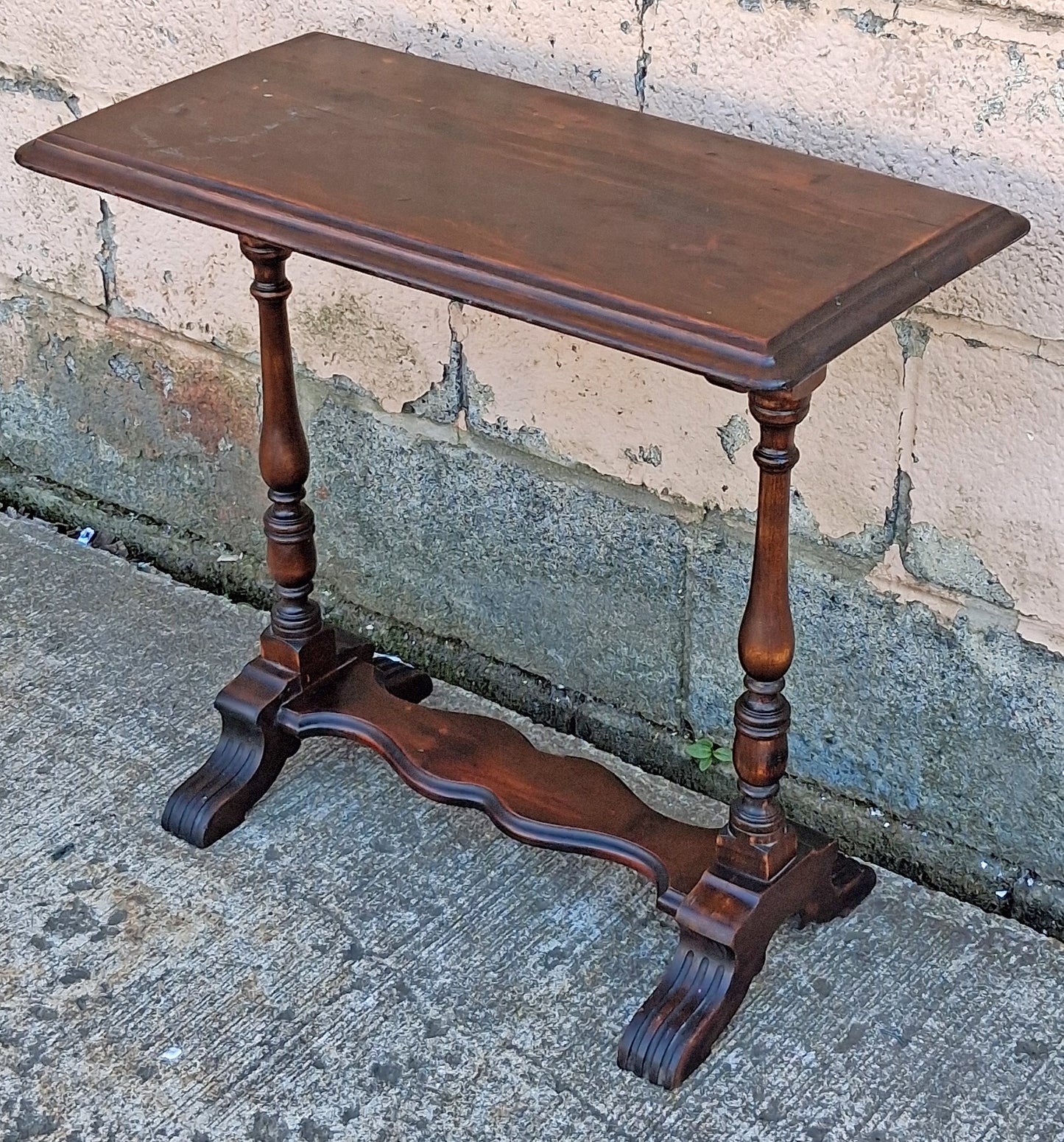 Antique Vintage Old Reclaimed Salvaged SOLID Carved Walnut Wood Wooden Neo-Classical Side End Hall Accent Foyer Sofa Lamp Table Stand