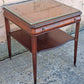 Antique Vintage Old Salvaged Reclaimed Chippendale Colonial Style Solid Mahogany Leather Glass Top Side Accent Bedside Table Nightstand