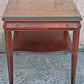 Antique Vintage Old Salvaged Reclaimed Chippendale Colonial Style Solid Mahogany Leather Glass Top Side Accent Bedside Table Nightstand
