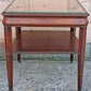 Antique Vintage Old Salvaged Reclaimed Chippendale Colonial Style Solid Mahogany Leather Glass Top Side Accent Bedside Table Nightstand