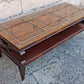 Antique Vintage Old Reclaimed Salvaged Chippendale Colonial Style SOLID Mahogany Wood Wooden Coffee Sofa Accent Table Glass Leather Top