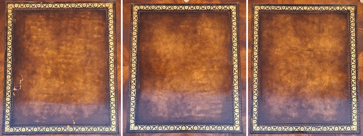 Antique Vintage Old Reclaimed Salvaged Chippendale Colonial Style SOLID Mahogany Wood Wooden Coffee Sofa Accent Table Glass Leather Top