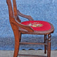 Antique Vintage Old Victorian Style SOLID Wood Wooden Side Dining Accent Desk Chair Floral Needlepoint Red Fabric Seat
