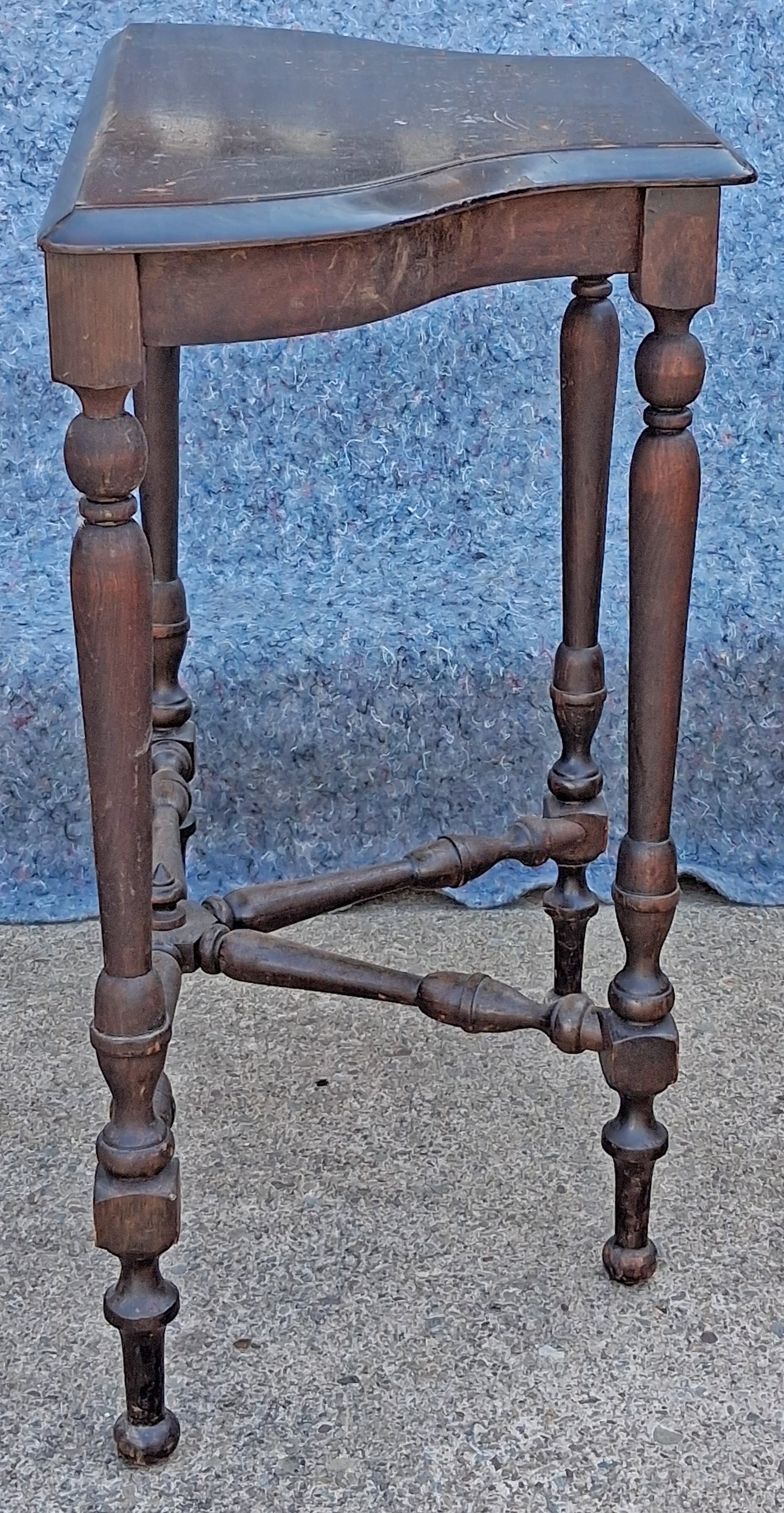 Antique Vintage Old DISTRESSED Victorian Reclaimed Salvaged Solid Wood Wooden Serpentine Side Console Hall Accent End Nightstand Shelf Table