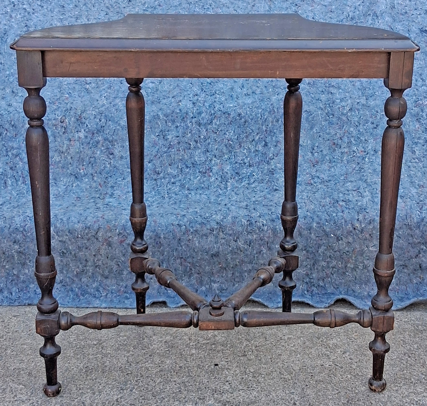 Antique Vintage Old DISTRESSED Victorian Reclaimed Salvaged Solid Wood Wooden Serpentine Side Console Hall Accent End Nightstand Shelf Table