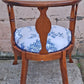 Pair Antique Vintage Old Reclaimed Salvaged Solid Mahogany Wood Wooden Barrel Club Foyer Dining Side Accent Armrest Armchairs Fabric Seats