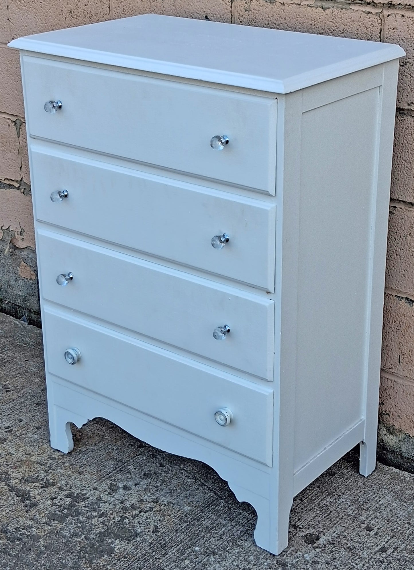 Antique Vintage Old Colonial Traditional Reclaimed Salvaged SOLID Wood Wooden 4 Drawer Lowboy Bedroom Children Kids Dresser Chest of Drawers