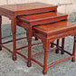 Set of Vintage Antique Chinese Oriental Solid Rosewood Wood Wooden Carved Serpentine Square Nesting Nested Stacked Stand Side Accent Tables