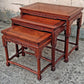 Set of Vintage Antique Chinese Oriental Solid Rosewood Wood Wooden Carved Serpentine Square Nesting Nested Stacked Stand Side Accent Tables