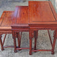 Set of Vintage Antique Chinese Oriental Solid Rosewood Wood Wooden Carved Serpentine Square Nesting Nested Stacked Stand Side Accent Tables