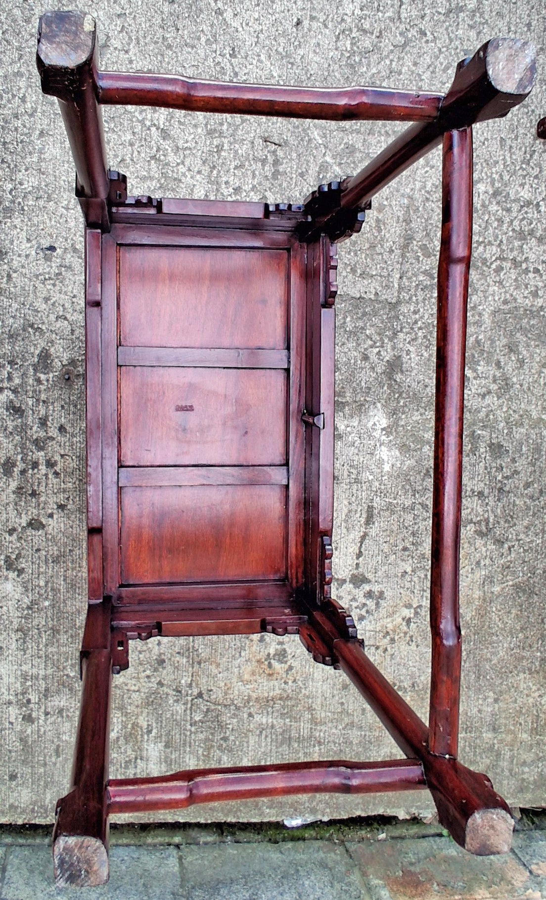 Set of Vintage Antique Chinese Oriental Solid Rosewood Wood Wooden Carved Serpentine Square Nesting Nested Stacked Stand Side Accent Tables