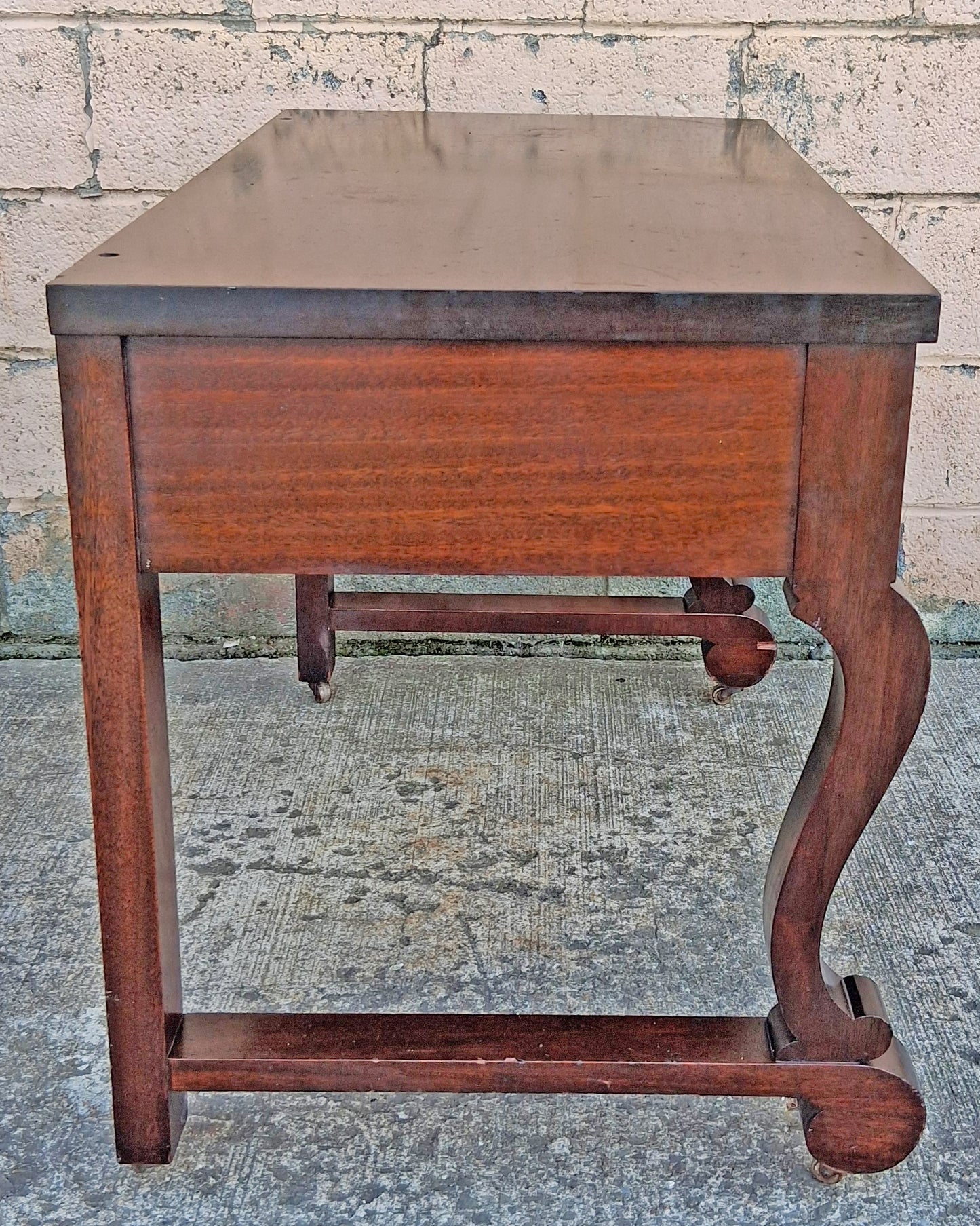 Antique Vintage Old Reclaimed Salvaged Victorian Solid Mahogany Wood Wooden Writing Office Studio Bureau Desk Work Table Secretary