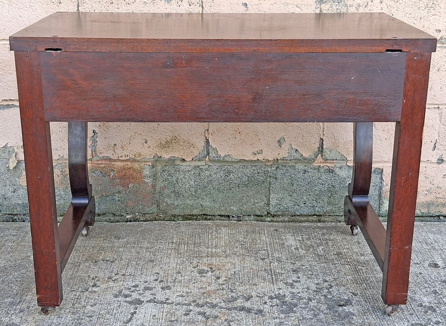 Antique Vintage Old Reclaimed Salvaged Victorian Solid Mahogany Wood Wooden Writing Office Studio Bureau Desk Work Table Secretary