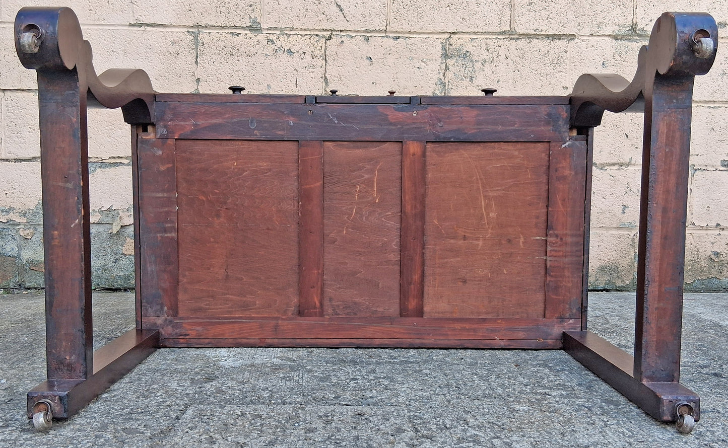 Antique Vintage Old Reclaimed Salvaged Victorian Solid Mahogany Wood Wooden Writing Office Studio Bureau Desk Work Table Secretary