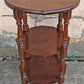 Antique Vintage Old Reclaimed Salvaged SOLID Wood Wooden 3 TIER Tiered Round Serpentine Circle Circular End Side Sofa Accent Table