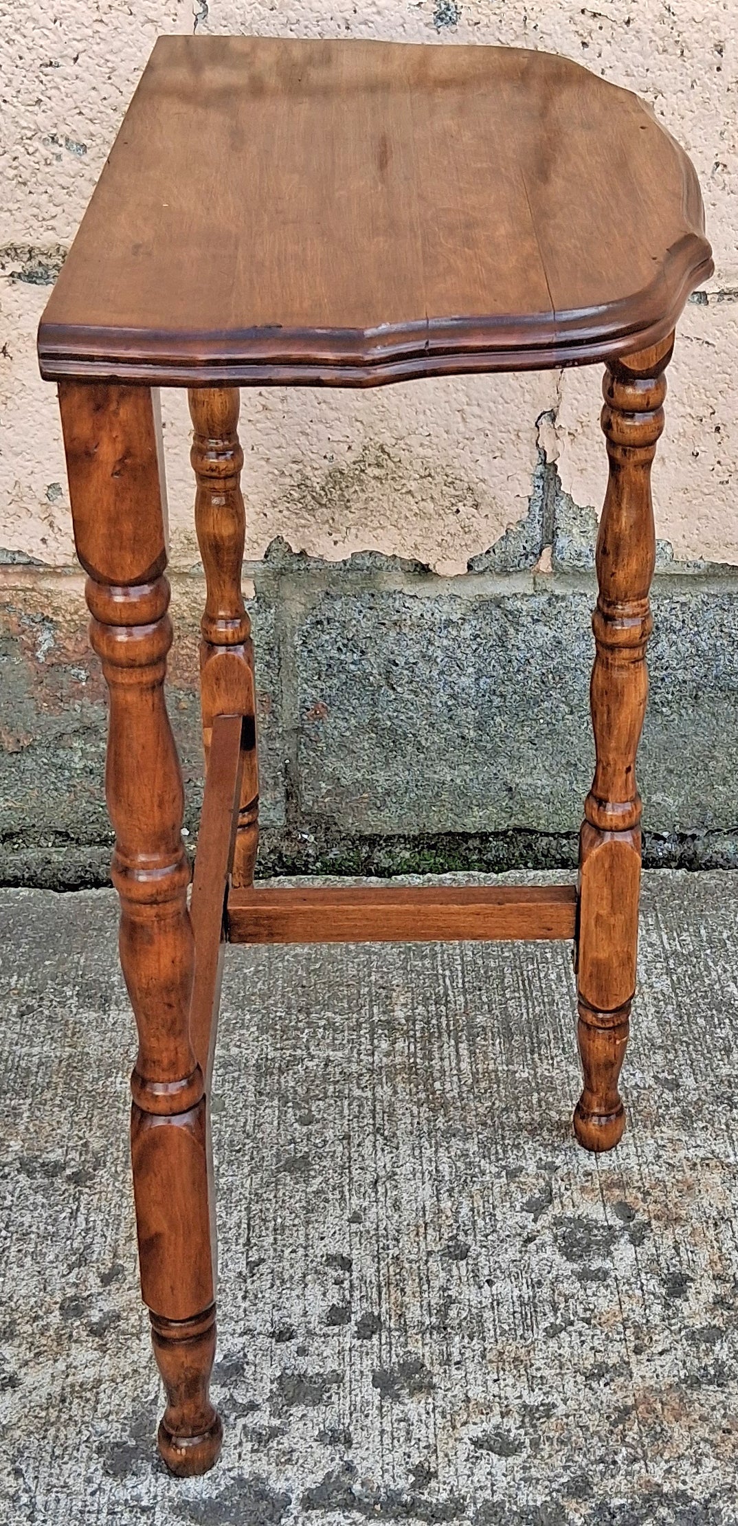 Antique Vintage Old Reclaimed Salvaged Victorian Solid Wood Wooden Console Half Round Semi Circle Lamp End Side Pedestal Table Plant Stand