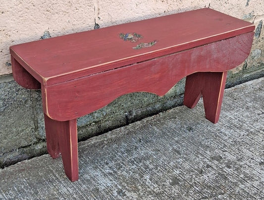 Vintage Antique Old Homemade Handmade Solid Wood Wooden Table Foot Step Stool Plant Stand Side Accent Chair Seat Garden Bench Painted
