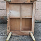 Vintage Antique Old Reclaimed Salvaged Art Deco Mid Century MCM Blonde Mahogany Wooden Brass Metal Tiered End Side Accent Table Nightstand