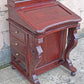 Antique Vintage Old Reclaimed Salvaged Solid Mahogany Wood Wooden Slant Front Secretary Davenport Desk Writing Table Drawers
