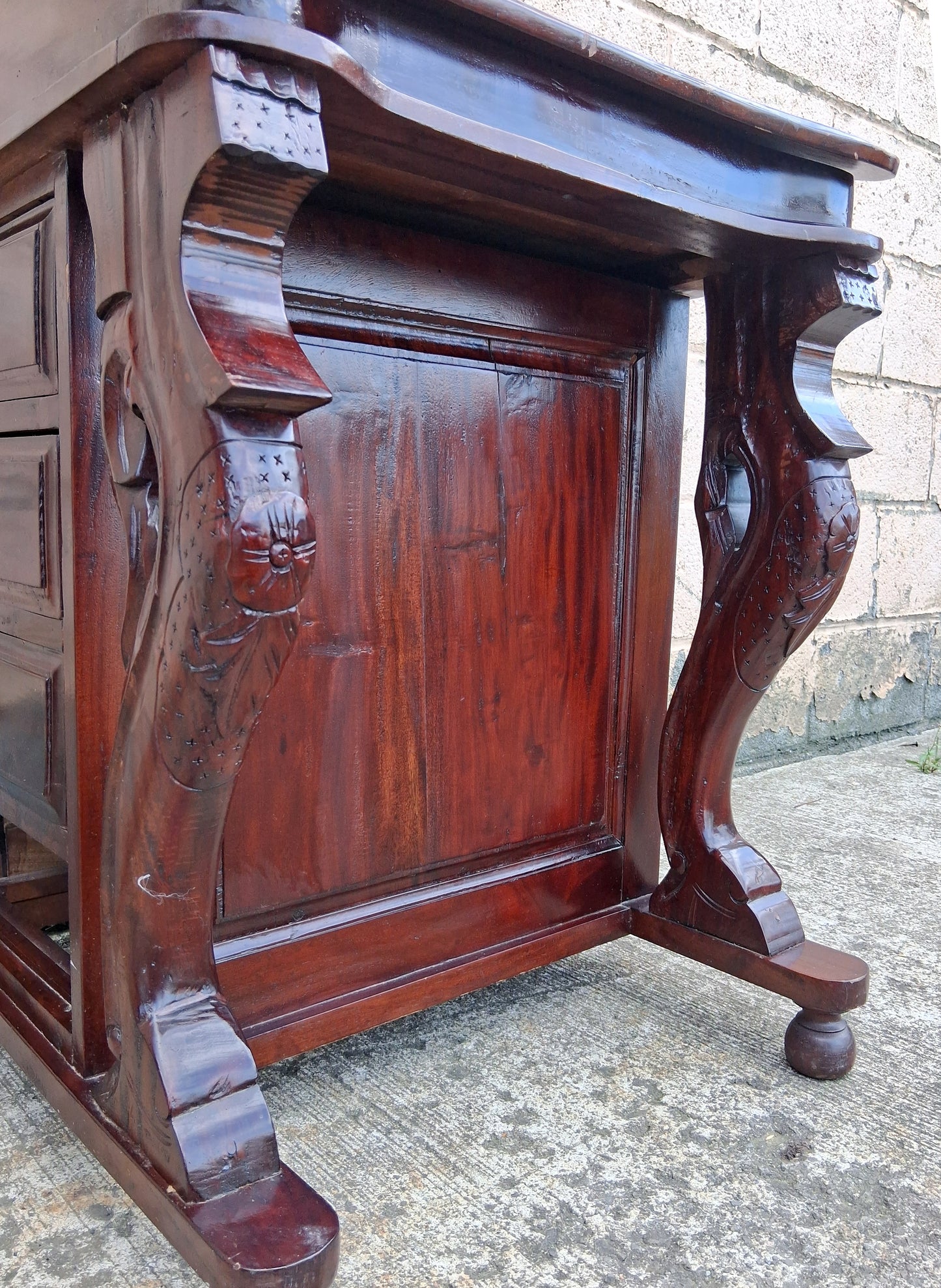 Antique Vintage Old Reclaimed Salvaged Solid Mahogany Wood Wooden Slant Front Secretary Davenport Desk Writing Table Drawers