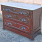 Antique Vintage Old Victorian Eastlake Style Reclaimed Salvaged Solid Wood Wooden Marble Top Slab Dresser Server Chest of Drawers