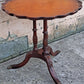 28" Round Antique Vintage Imperial Old SOLID Mahogany Wood Wooden Leather Top  Side End Accent Foyer Pedestal Table Lamp Stand