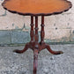 28" Round Antique Vintage Imperial Old SOLID Mahogany Wood Wooden Leather Top  Side End Accent Foyer Pedestal Table Lamp Stand