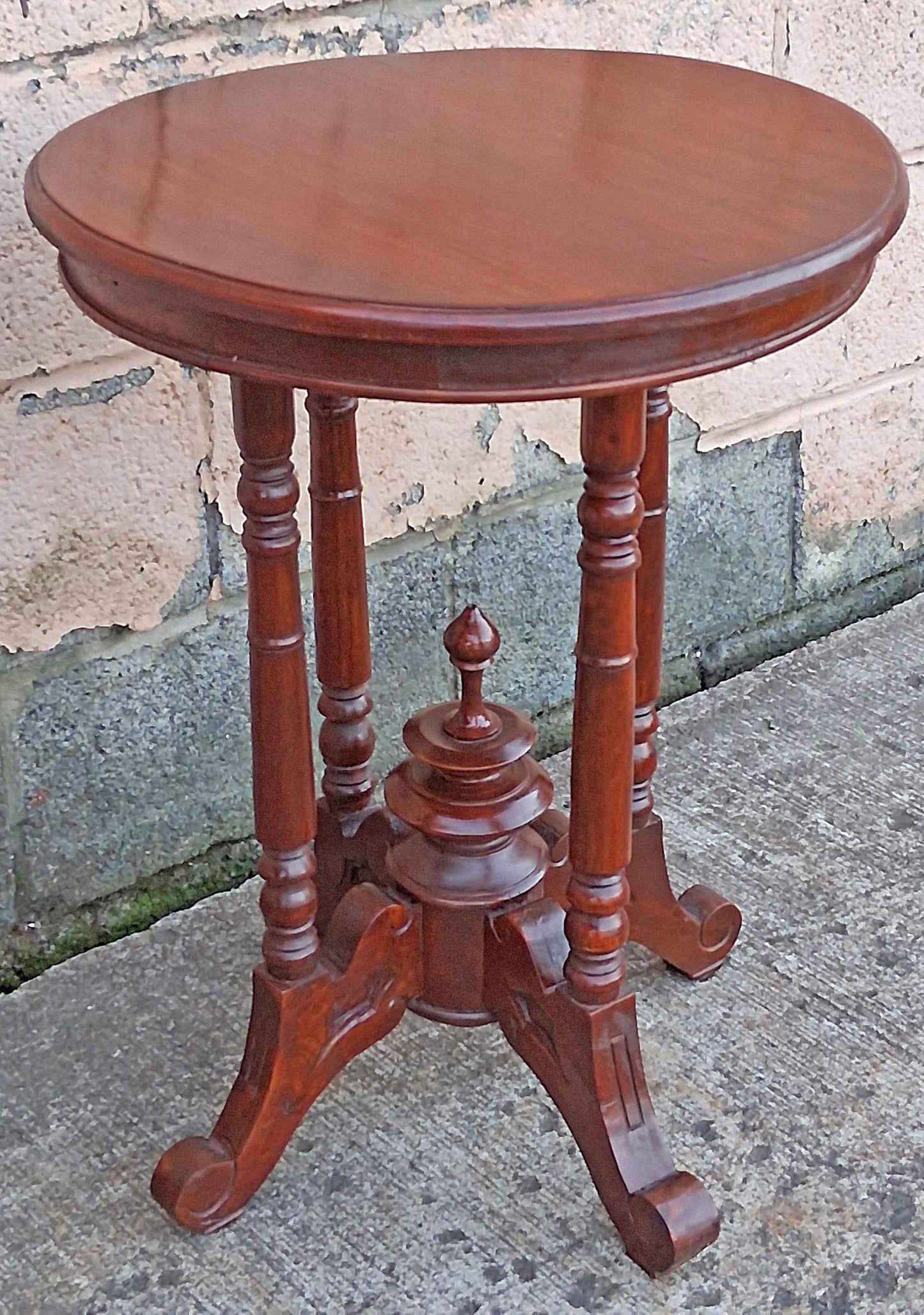 Antique Vintage Old Salvaged Reclaimed Victorian SOLID Mahogany Wood Wooden Circular Side Accent End Lamp Plant Stand Table Nightstand