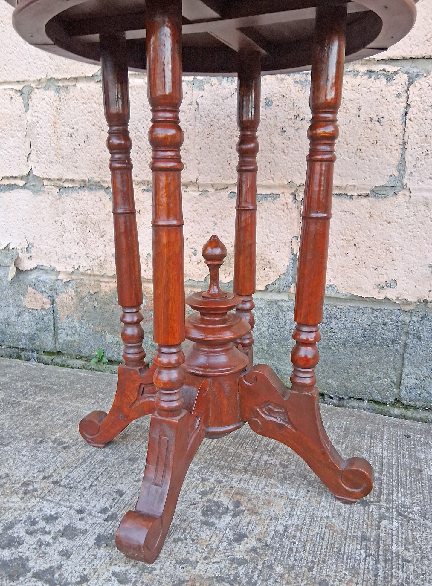 Antique Vintage Old Salvaged Reclaimed Victorian SOLID Mahogany Wood Wooden Circular Side Accent End Lamp Plant Stand Table Nightstand