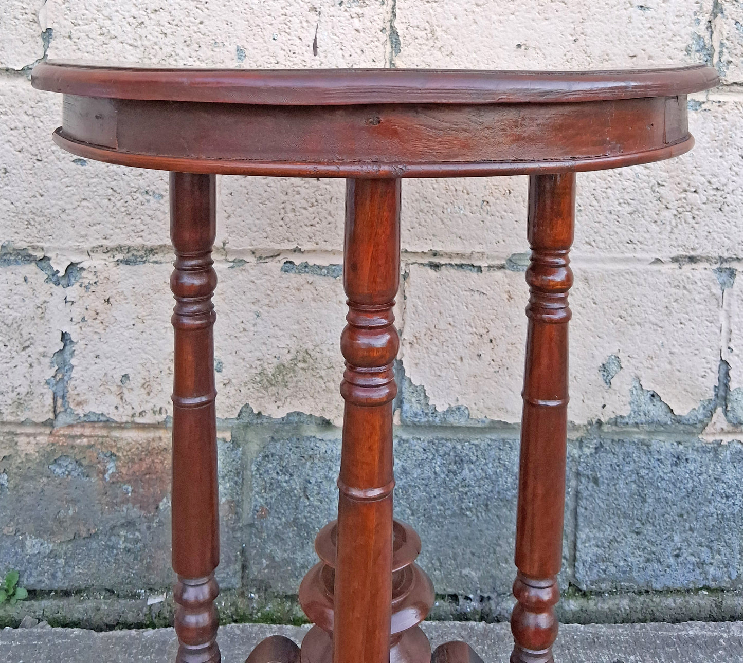 Antique Vintage Old Salvaged Reclaimed Victorian SOLID Mahogany Wood Wooden Circular Side Accent End Lamp Plant Stand Table Nightstand