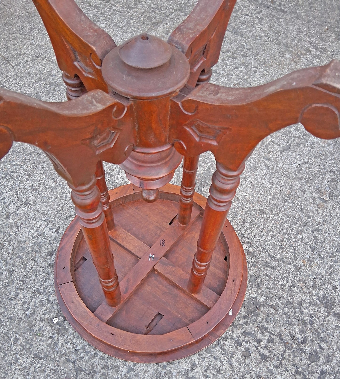 Antique Vintage Old Salvaged Reclaimed Victorian SOLID Mahogany Wood Wooden Circular Side Accent End Lamp Plant Stand Table Nightstand