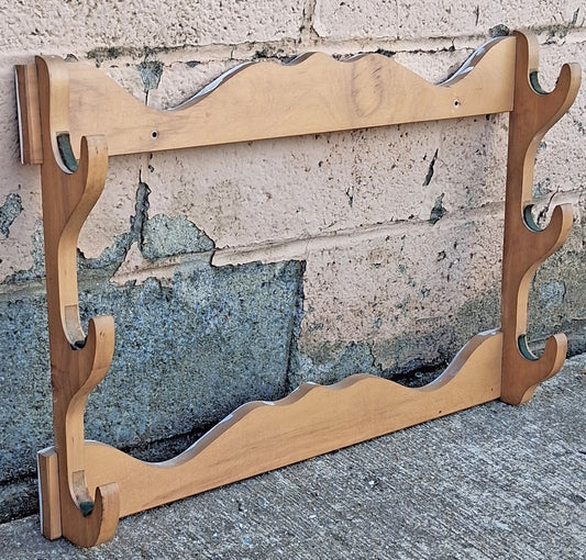 Vintage Antique Old Reclaimed Salvaged Sportcraft SOLID Wood Wooden Gun Rifle Rack Holder Wall Mounted Hanging Unit Shelf